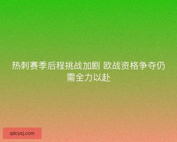 热刺赛季后程挑战加剧 欧战资格争夺仍需全力以赴
